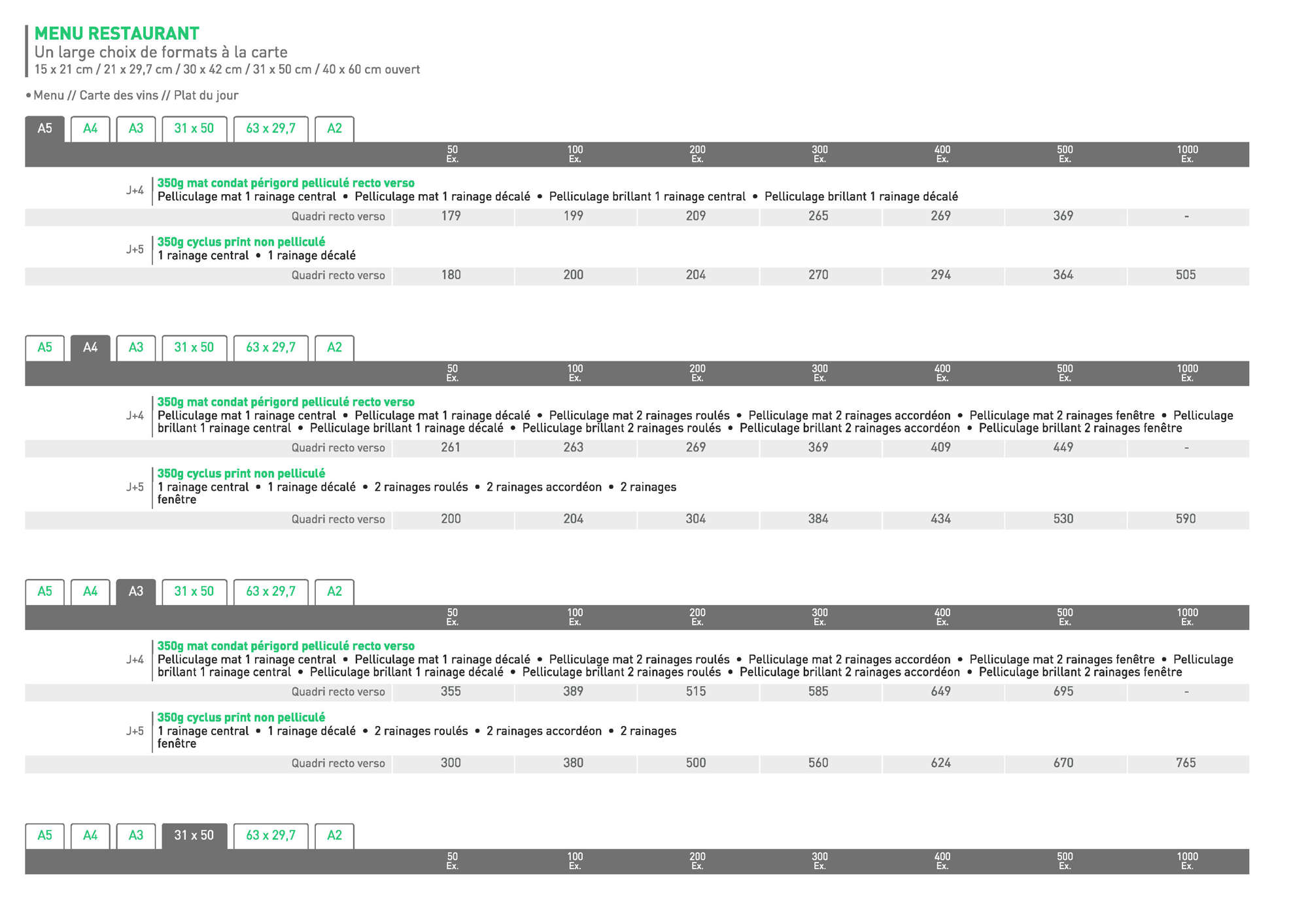RESTORANT Menu 1 - © by A-la-Vie.com